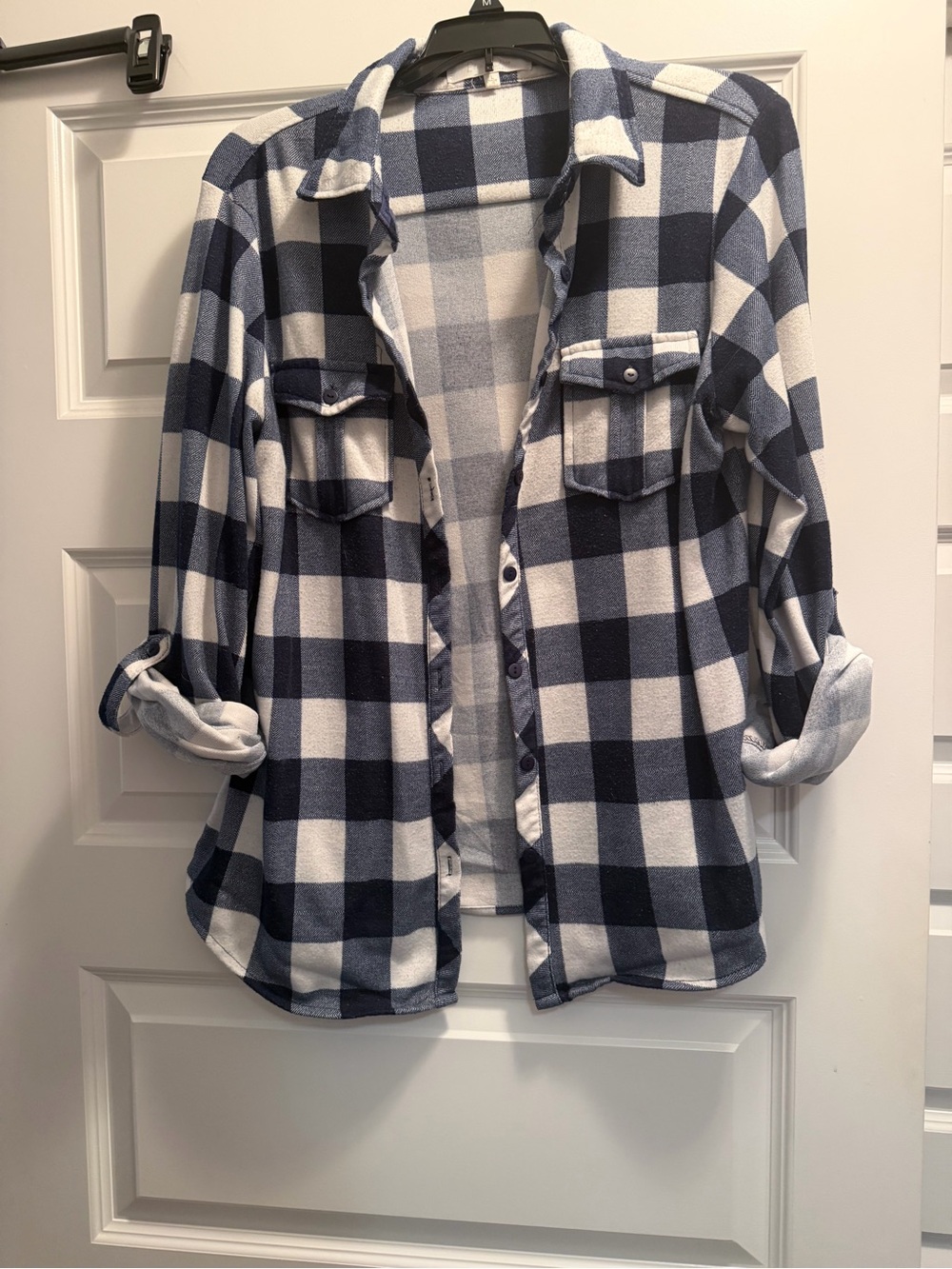 Eden & Olivia Navy and White Plaid Button-Down Shirt